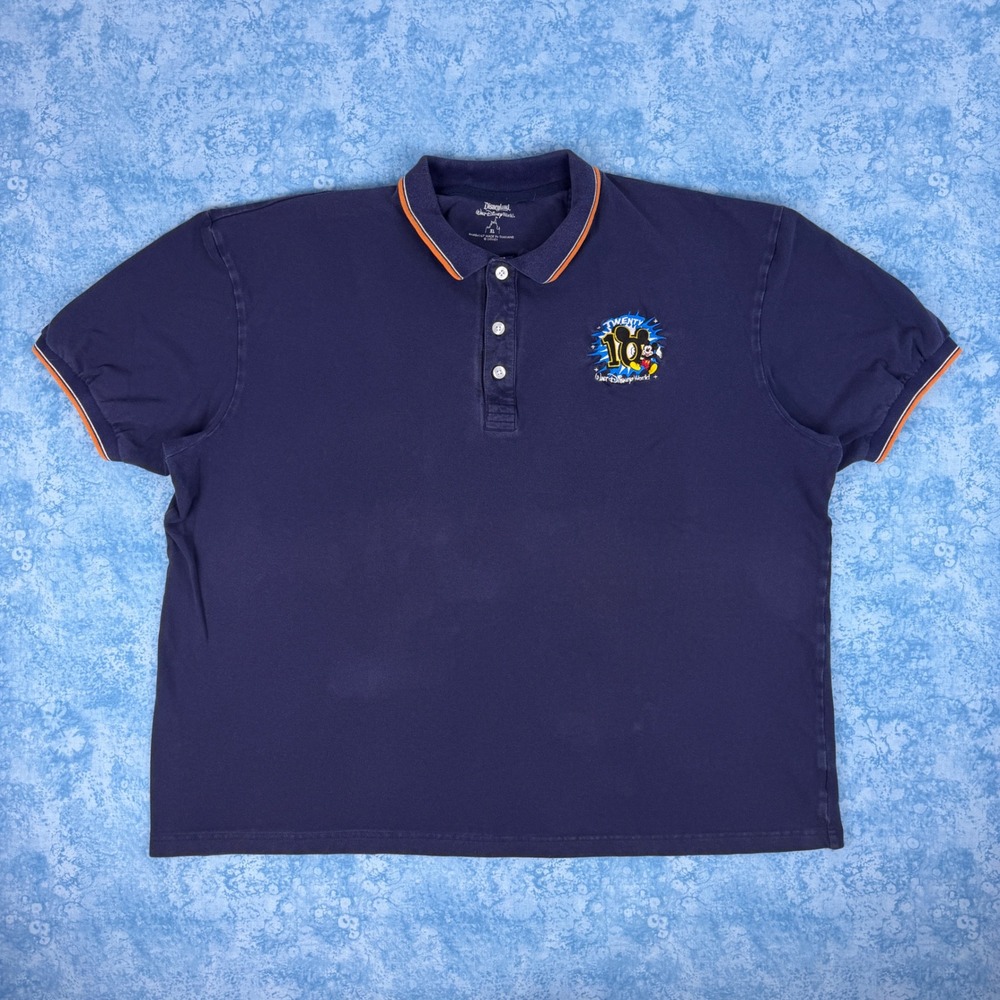 Disney World Mickey Mouse 2010 Polo Shirt Mens XL Navy Blue Short Sleeve